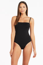 Tummy Control Strapless Swimsuit Sustainable Sea Level Australia high leg Bandeau best quality sexy black One piece Swimsuit Eco essentials glamorous removable straps high end good quality sophisticated classy slimming full coverage bottoms flattering chic bougie good mom swimsuits expensive compression high leg celebrity stylish buy online great fitting usa ship good swim company best bathing suit for sagging bust supportive side boning anti slip silicone strip size 14 ladies beach pretty recycled fabric