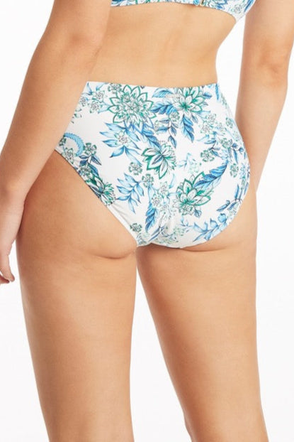 White Floral Bikini Bottoms Sustainable Sea Level Australia full coverage bottoms eco friendly fashionable pretty glamorous vacation savvy online shopper women over 40 best swimsuit mom gorgeous elegant Caribbean cruise Italian Riviera buy best swimsuits on sale clearance USA canada high quality tummy control mid rise chic sophisticated high end luxury designer blue green good deals bathing suit covers belly pooch couples trip gorgeous unique high end beach trip sexy smart deal sale online attractive fancy 