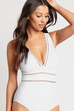 White One Piece Swimsuit | Sea Level Australia spliced multifit chantilly sale sexy designer swimwear online canada pretty mom swimsuit bridal clearance luxury high quality tummy control full bum coverage elegant beautiful glamorous cleavage bathing suit size 12 swim ladies fancy beach wedding bride textured fabric special occasion swimsuit stylish fashionable sophisticated super feminine flattering flattens belly pooch compression looks high end expensive fabric luxe well made reputable brand name best mom