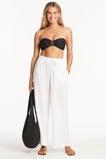 White Swimsuit Cover Up Pants Sea Level Australia sunset beach pants sexiest hottest luxury resort wear best quality classy sophisticated relaxed fit roomy oversized beachy flowy trendy casual wide leg pretty cool lightweight 100% cotton buy online expensive brand name designer quality luxury high end chic bougie influencer cancun trip best style goes with everything mom swim cover ups curvy elastic waistband long legs breezy glamorous beautiful smart sexy fancy chic bougie upscale popular fits big ladies