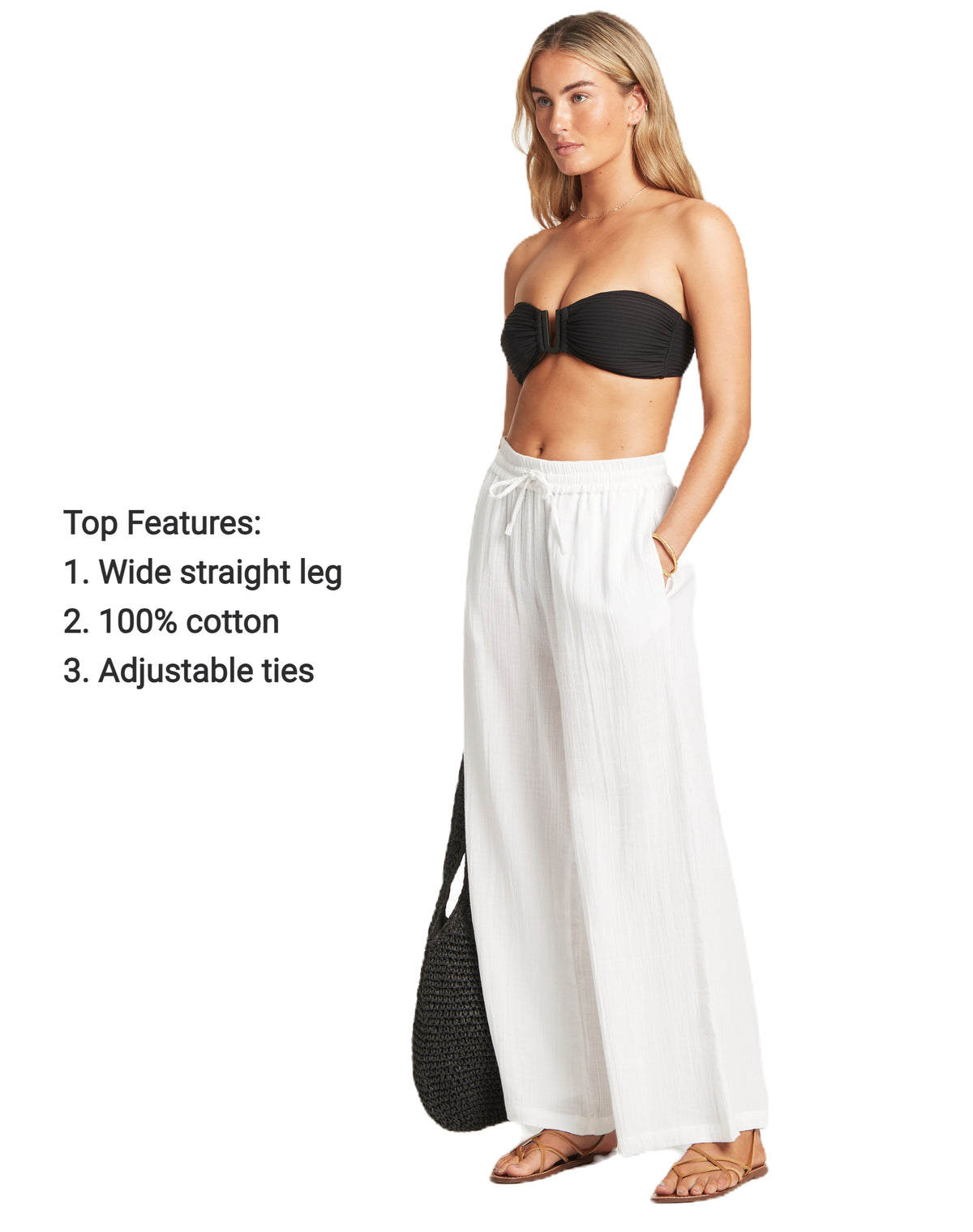 White Swimsuit Cover Up Pants Sea Level Australia sunset beach pants sexiest hottest luxury resort wear best quality classy sophisticated relaxed fit roomy oversized beachy flowy trendy casual wide leg pretty cool lightweight 100% cotton buy online expensive brand name designer quality luxury high end chic bougie influencer cancun trip best style goes with everything mom swim cover ups curvy elastic waistband long legs breezy glamorous beautiful smart sexy fancy chic bougie upscale popular flattering big 