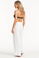 White Swimsuit Cover Up Pants Sea Level Australia sunset beach pants sexiest hottest luxury resort wear best quality classy sophisticated relaxed fit roomy oversized beachy flowy trendy casual wide leg pretty cool lightweight 100% cotton buy online expensive brand name designer quality luxury high end chic bougie influencer cancun trip best style goes with everything mom swim cover ups curvy elastic waistband long legs breezy glamorous beautiful smart sexy fancy bougie upscale popular big belly long legs 