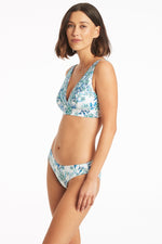 Longline Triangle Bikini Top White Floral Sustainable | Sea Level Australia image 3