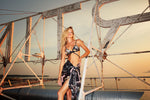Bikini Wrap Top | Agua Bendita clearance sale Romy Mare sexy festival swimsuit adjustable XS designer swimsuit sale discount clearance best website top rated embroidered high end bikini top navy on sale discounted ladies