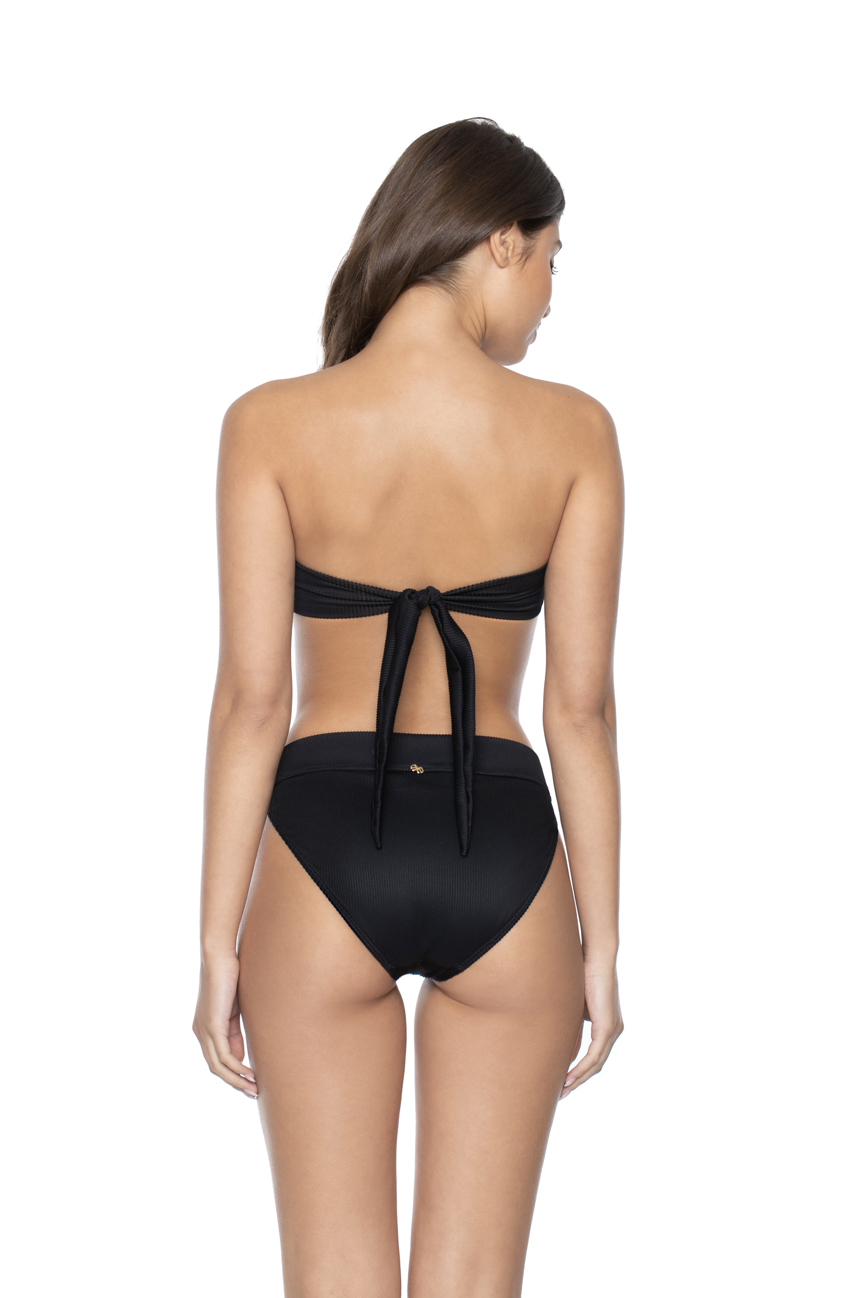 black bandeau bikini top PQ Swim pearl goddess tie back ribbed bandeau swimsuit designer swimwear usa canada online website black pearl PQ Swim high waisted swimsuit bottoms best quality removable straps luxe sheen fabric anti slip silicone strip structured cups molded cups fits A cup B cup C cup reputable swimwear website genuine agua bendita approved retailer canada gorgeous glamorous vacation swimsuits bikinis high end las vegas pool parties sexy seductive provocative skimpy luxury designer best brands 