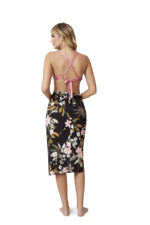 Gasparilla Carly Convertible Wrap Sustainable PQ Swim black floral cover up Sarong edgy elegant exotic exquisite fancy pareo
