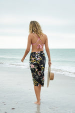 buy Gasparilla Carly Convertible Wrap Sustainable sophisticated stylish unique upscale tie sarong skirt black floral cover up