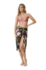 Gasparilla Carly Convertible Wrap Sustainable hawaiian print sarong dress black floral cover up best beautiful best beachwear