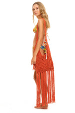 Macrame Beach Bag | Agua Bendita buy online unique  Caddy Vita designer tassel beach bag online usa canada sun vixen swimwear boho hippie stylish retro fringe cute expensive designer buy online 