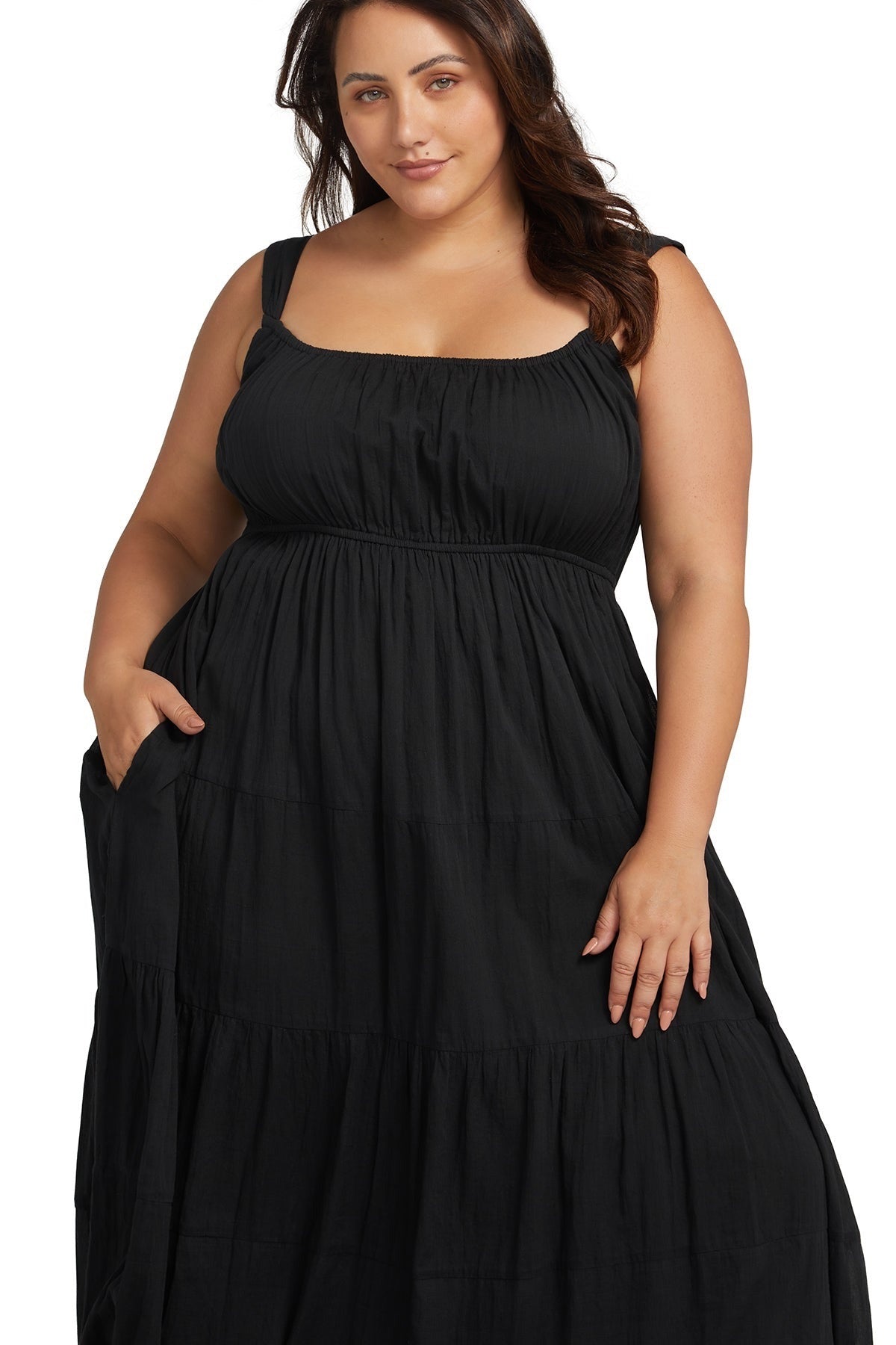 Black Maxi Dress With Pockets | Artesands image 2
