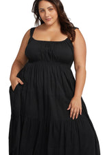 Black Maxi Dress With Pockets | Artesands image 2