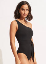 Black One Shoulder Swimsuit Sustainable | Seafolly image 6