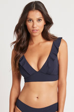 Frill Bikini Top Navy Blue Sustainable | Sea Level Australia image 3