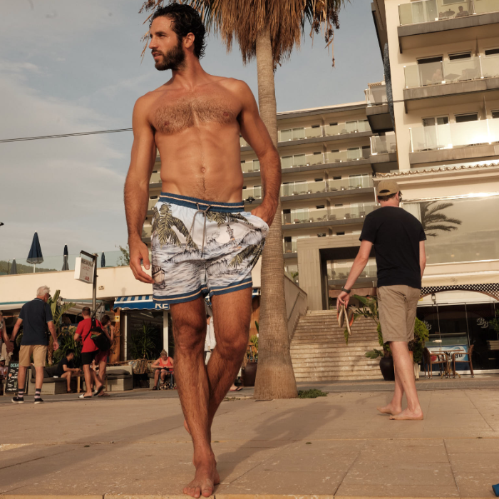 Blue and White Swim Shorts | Agua Bendita image 0