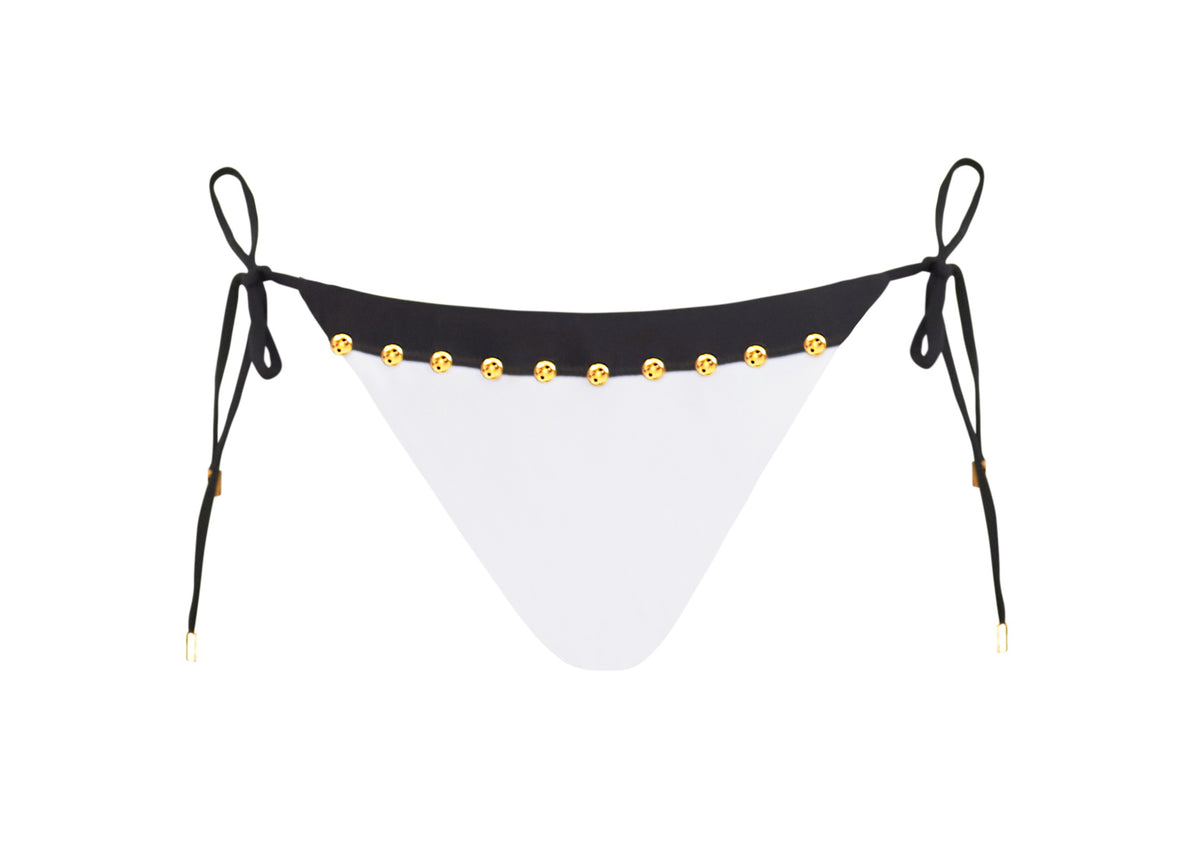 Black and White Bikini Bottoms Sustainable midnight studded mix up tie teeny bikini bottoms pq swim designer best bikini website usa cheeky sexy quality high end luxury swimwear