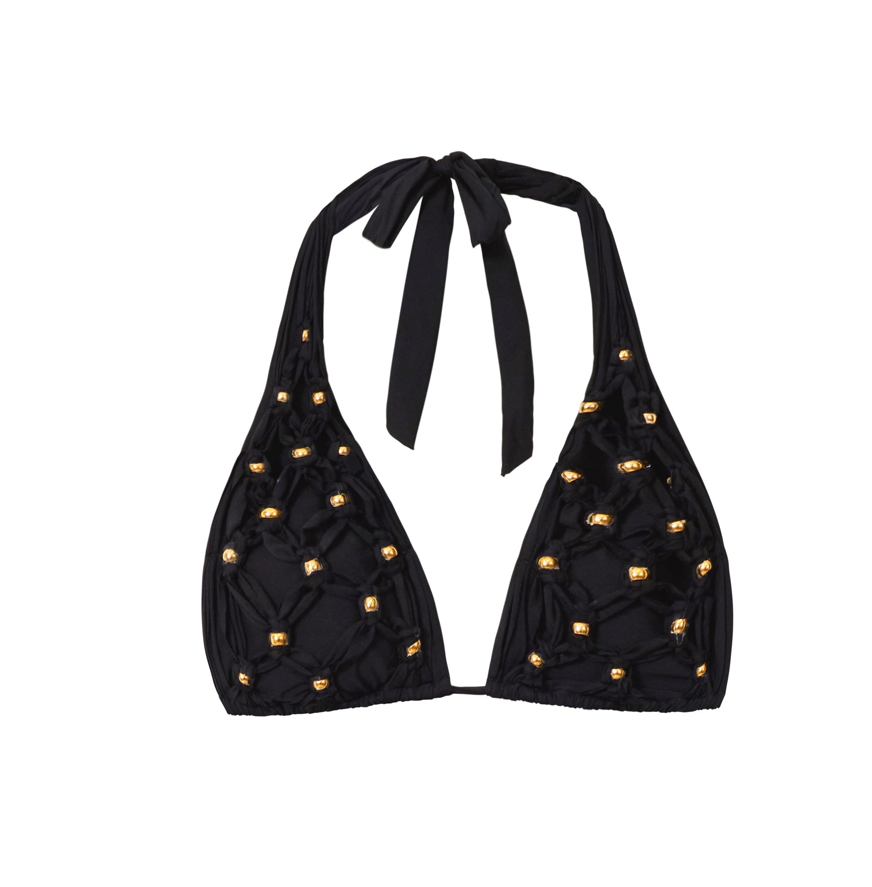 Gold Beaded Macrame Bikini Top | PQ Swim image 8