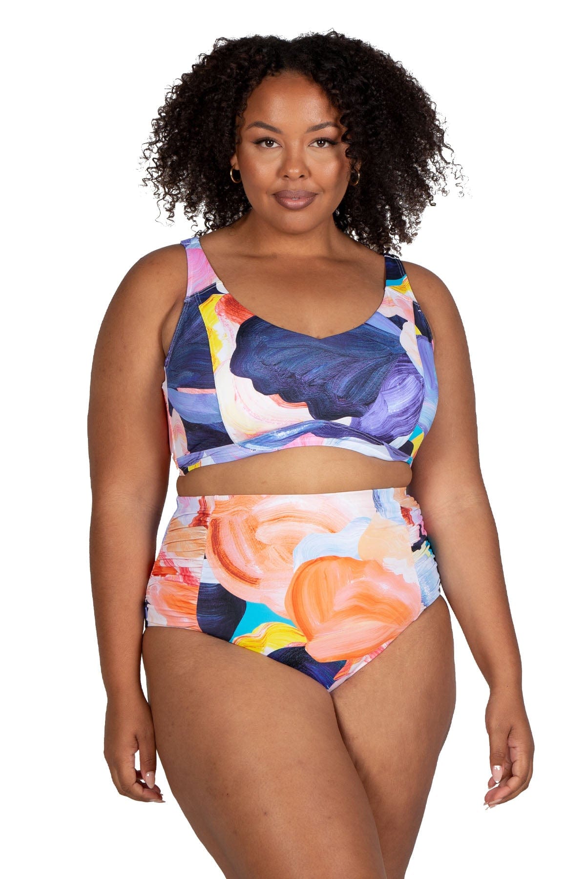 Ruched High Waist Bikini Bottoms Abstract | Artesands image 5