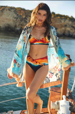 Juana Shaka Cover Up Agua Bendita hawaiian beach cover up designer sheer fringe kimono cover up best high quality flattering buy online canada usa