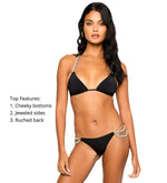 black pearl embellished bikini beach bunny swimwear pq swim luxury high end designer bikini jeweled swimwear sexy glamorous crystal beaded bikini skimpy coverage cheeky bottoms sun vixen swimwear canada usa upscale fashion resort wear tulum cabo miami vacation pool party bikini celebrity style luxe black bikini rhinestone sparkle elegant rich girl beach outfit