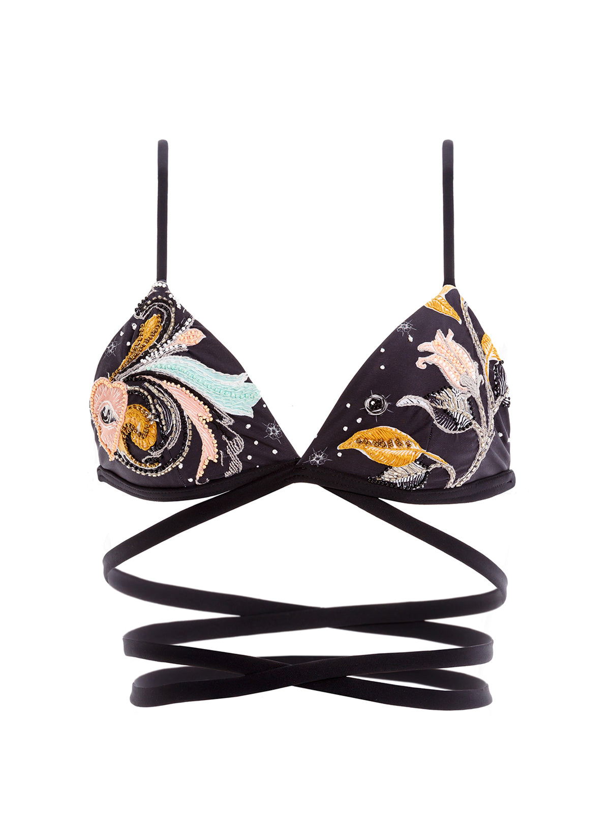 Bikini Wrap Top | Agua Bendita mare Agua Bendita Bikini wrap Top Romy fancy elegant sophisticated mix and match swimwear online sexy embroidered designer XS buy clearance swimsuits online designer luxury ladies