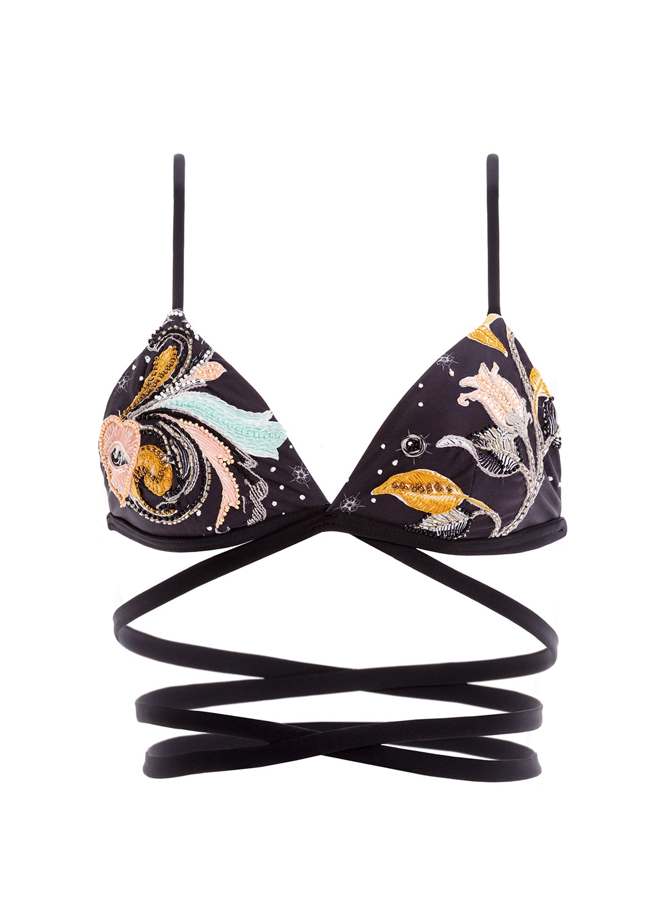 Bikini Wrap Top | Agua Bendita mare Agua Bendita Bikini wrap Top Romy fancy elegant sophisticated mix and match swimwear online sexy embroidered designer XS buy clearance swimsuits online designer luxury ladies
