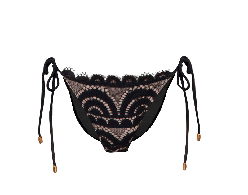 midnight lace tie full bottoms tie side bikini bottoms PQ Swim glamorous good quality high end high quality hottest luxury black lace bikinis