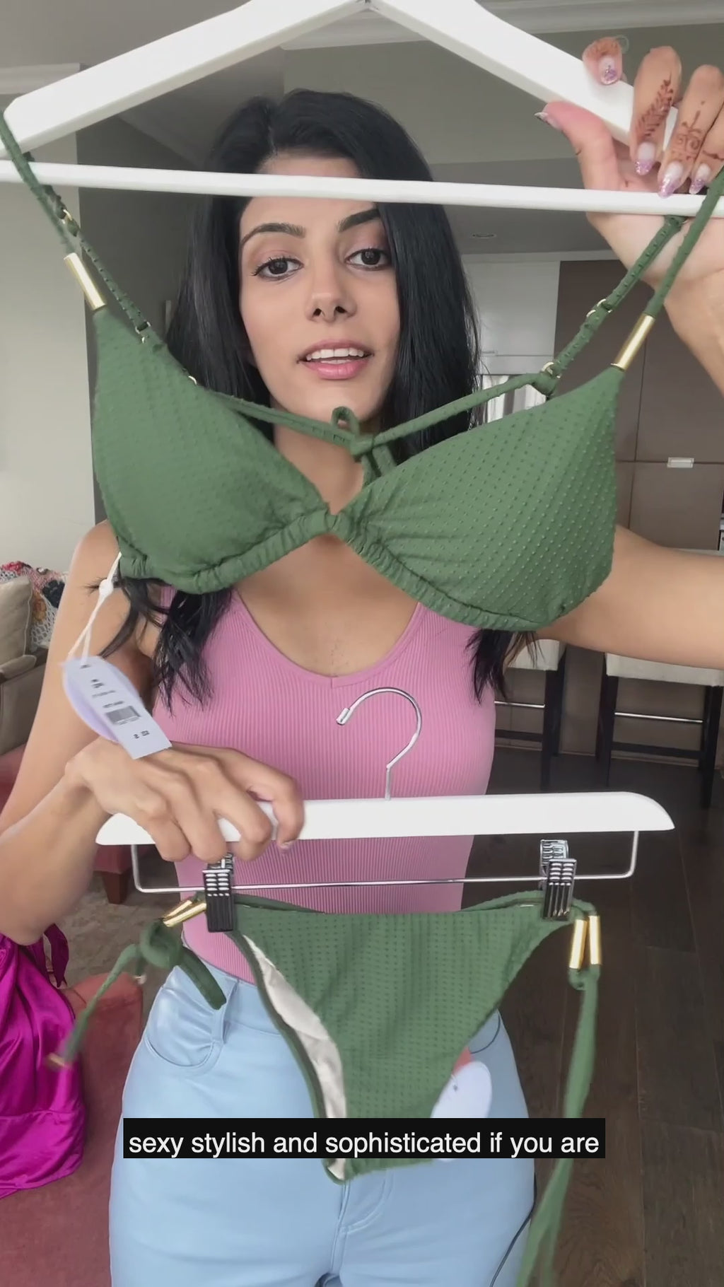 shop Army Green Bikini PQ Swim Banyan Detail triangle bikini top classy luxury hottest swimwear bonston usa vancouver canada Army Green Bikini Bottoms Banyan Detail Tie teeny bikini bottoms hottest classy flattering designer swimsuit