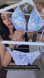 White Sequin Bikini Set designer made in USA by Sauvage Swimwear Canada bougie swimsuits best quality shiny skimpy beach wedding vacation stylish influencer glamorous pool party stand out swimsuits celebrity style hottest bombshell bachelorette beautiful attractive classy women rich famous swimwear online top rated website atlanta denver nashville Indianapolis charlotte detroit hot sexy swimsuits online fancy elegant exotic boutique bathing suits for frequent travellers divas high end women luxury shoppers 