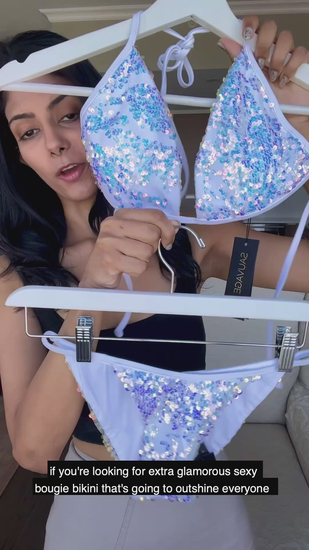 White Sequin Bikini Set designer made in USA by Sauvage Swimwear Canada bougie swimsuits best quality shiny skimpy beach wedding vacation stylish influencer glamorous pool party stand out swimsuits celebrity style hottest bombshell bachelorette beautiful attractive classy women rich famous swimwear online top rated website atlanta denver nashville Indianapolis charlotte detroit hot sexy swimsuits online fancy elegant exotic boutique bathing suits for frequent travellers divas high end women luxury shoppers 