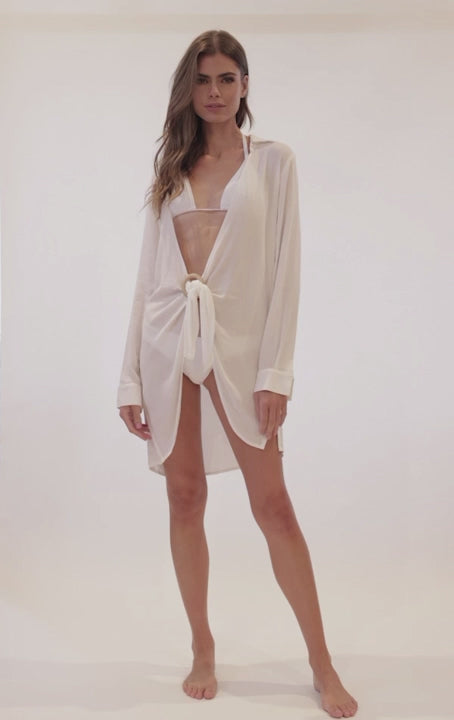 order online Millie Tie Cover Up PQ Swim white shirt beach cover up sexiest hottest luxury best quality classy designer best high quality flattering luxe fashion high end resort wear canada luxurious popular beach cover ups