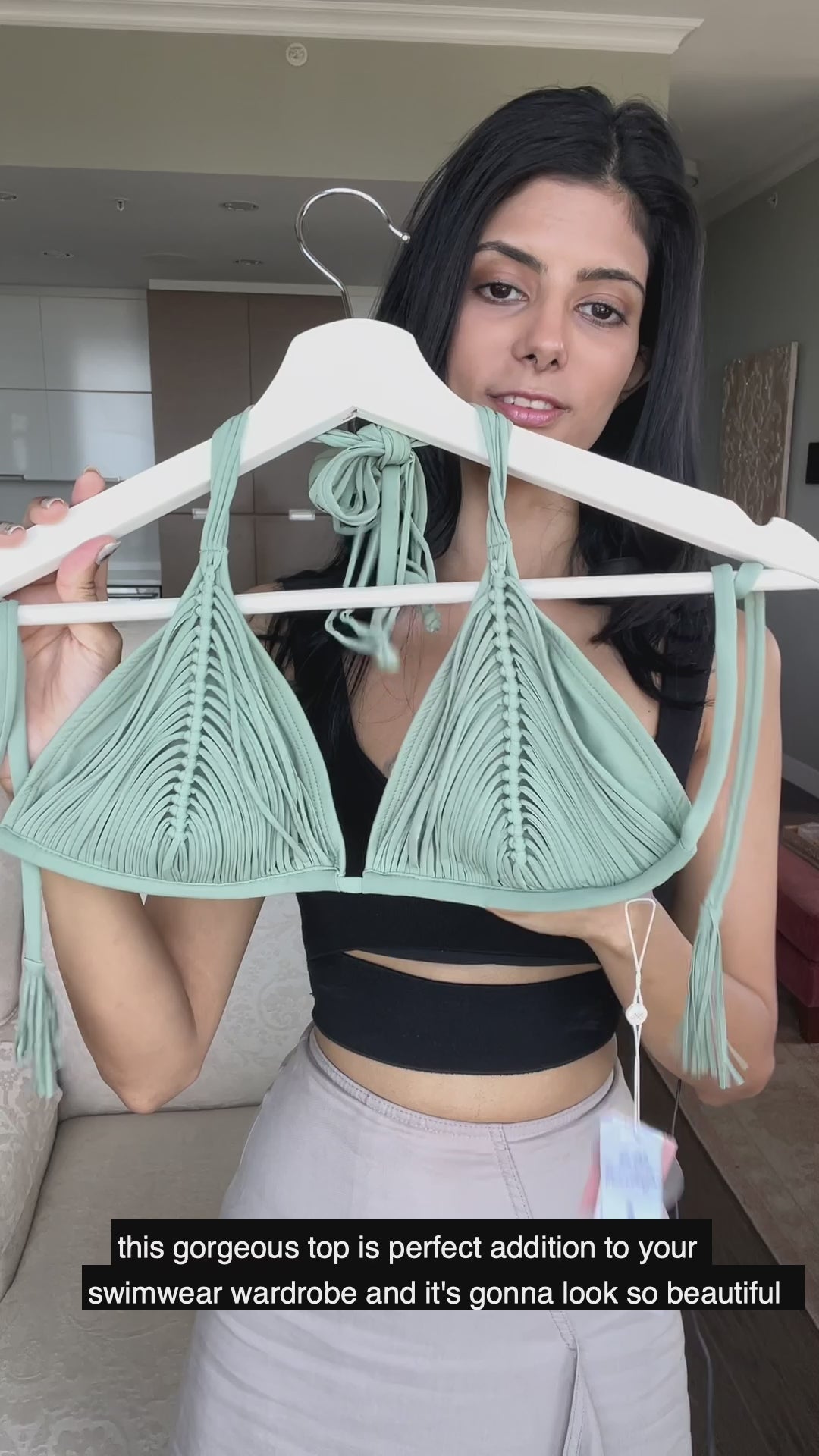 sage isla mint green bikini top PQ Swim macrame best quality classy sexy luxury flattering designer swimsuit sale usa shop