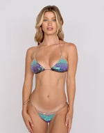 Order online fast shipping Beach bunny swimwear ariel ombre sequin bikini designed for resort luxury holidays boasting its shiny sparkle glitter shimmer on the embellished sliding triangle bikini top with lavish sequin embellishments in mermaid ombre paired with skimpy ruched tiny itsy bitsy bikinis bottoms that deliver cheeky coverage adjustable tie sides for customizable fit ideal for exotic high end designer beach looks sparkle bikini itsy bitsy bikinis elegant swimsuits for glamorous pool parties miami
