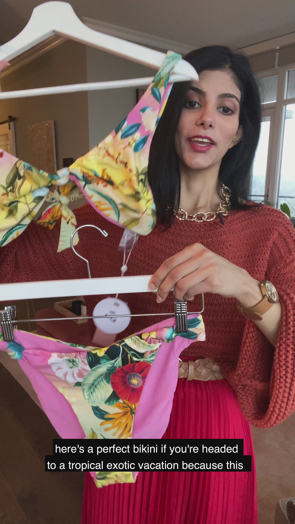 oasis reversible knot bikini bottoms flower print bikini pq swim tropical bikini bottoms high cut full coverage flattering silhouette knot top flower bikini top reversible floral swimwear luxury beachwear seychelles maldives bora bora