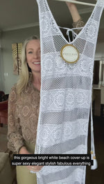 white lace beach cover up PQ swim joy designer luxury best quality online elegant sophisticated provocative elegant glamorous. A rich woman who loves good luxury vacations purchased this white beach cover up from sun vixen swimwear. This is the top rated website for woman who have a high end lifestyle. Ths classy woman is wearing a high end bikini with sexy lace beach cover up which she bought from this top quality website on google. Designer beach cover ups, sexy lace bikini cover ups, high end bikinis