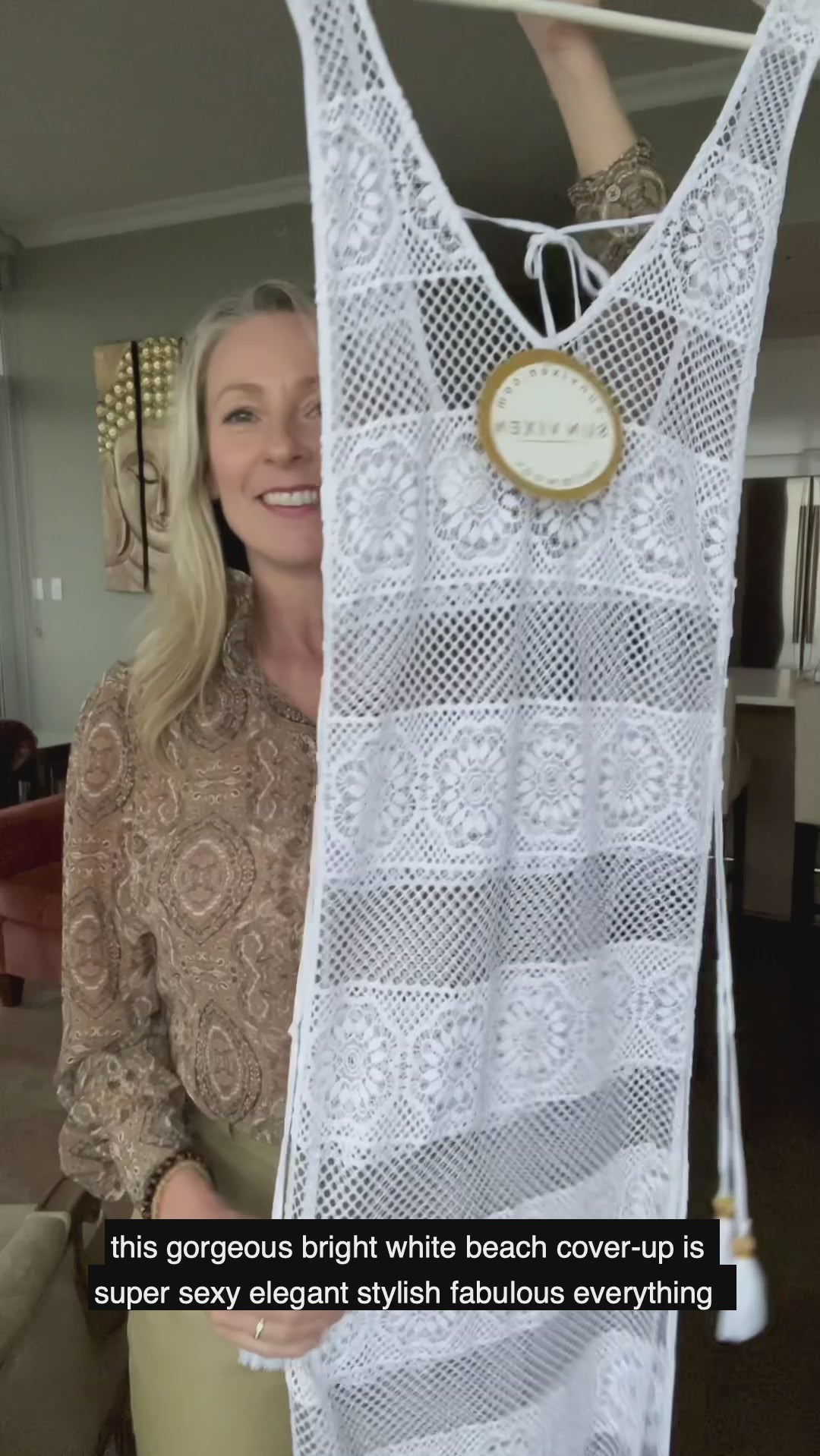 white lace beach cover up PQ swim joy designer luxury best quality online elegant sophisticated provocative elegant glamorous. A rich woman who loves good luxury vacations purchased this white beach cover up from sun vixen swimwear. This is the top rated website for woman who have a high end lifestyle. Ths classy woman is wearing a high end bikini with sexy lace beach cover up which she bought from this top quality website on google. Designer beach cover ups, sexy lace bikini cover ups, high end bikinis