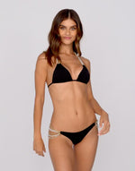 Pretty in Pearls Beach Bunny Swimwear Black Skimpy Chain Bikini Bottoms high end sexy glamorous crystal detail bikini skimpy cheeky bottoms sun vixen swimwear canada usa