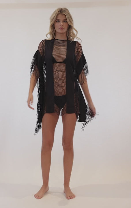 PQ Swim monique black fringe cover up high quality hot hottest instagram luxe luxurious luxury popular quality revolve sexy swimwear 