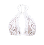 waterlily Lace Keyhole Halter bikini top scalloped pq swim sexy bikini best quality luxe swimsuits quality luxury swimwear