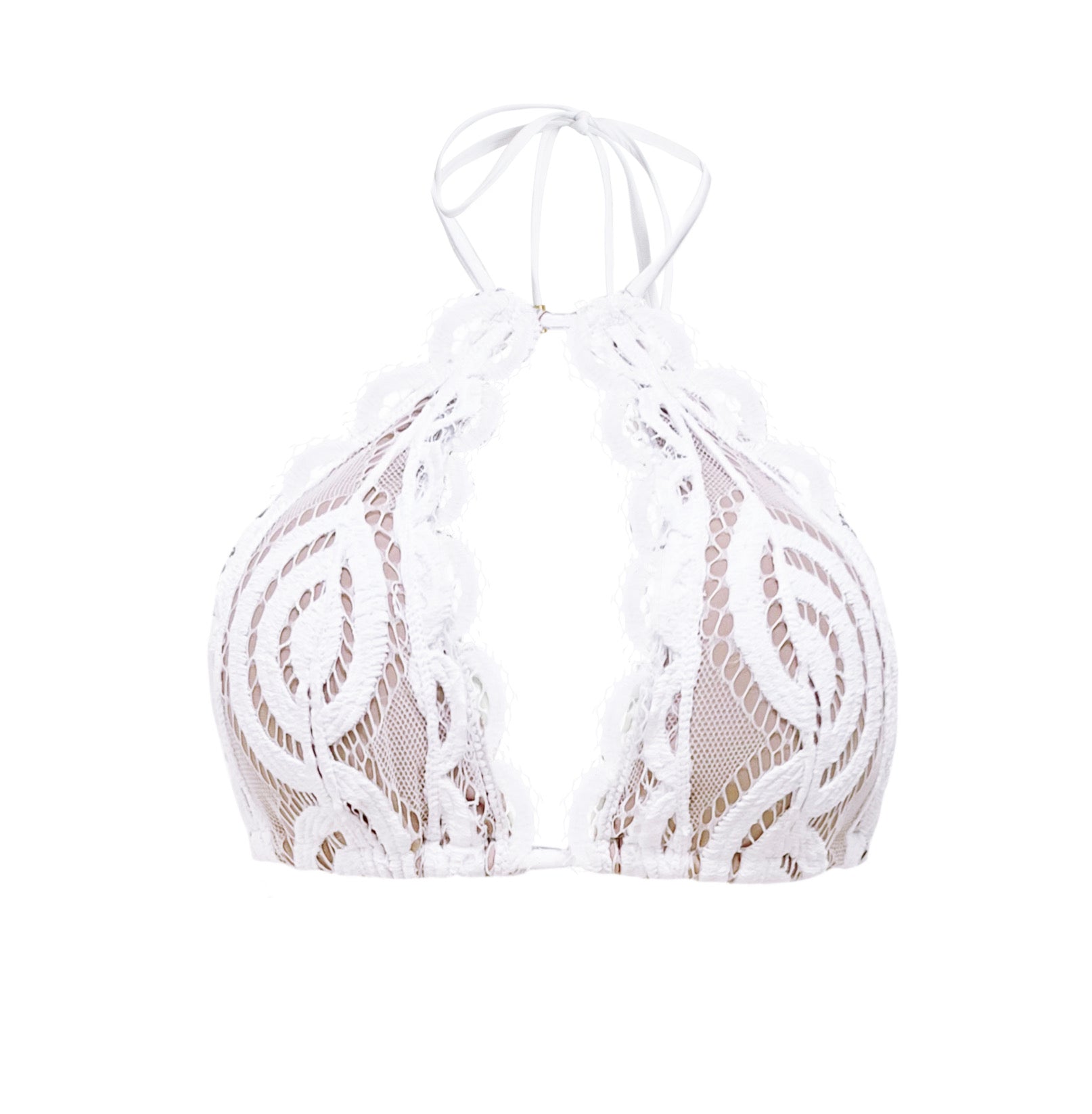 waterlily Lace Keyhole Halter bikini top scalloped pq swim sexy bikini best quality luxe swimsuits quality luxury swimwear