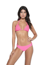 sexy pink swimsuits macrame isla triangle pink topaz bikini top low rise bikini bottoms hot pink embellished bikini glamorous feminine luxury designer swimwear pq swim vacation beachwear cabana style bikinis