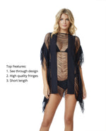 edgy elegant exotic expensive Black fringe cover up monique PQ Swim beautiful high end best quality  boutique classy designer swimwear