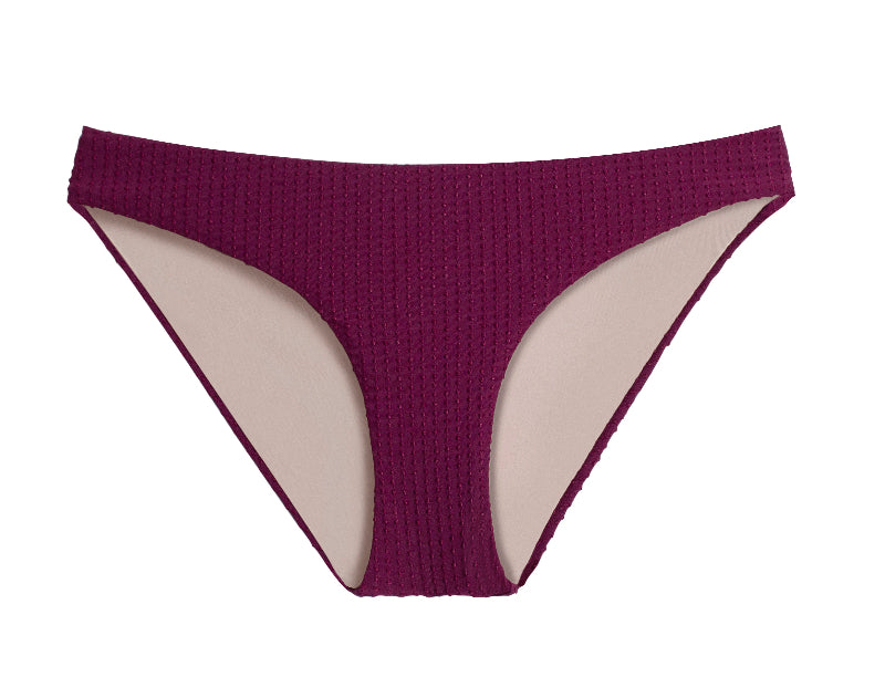 buy Sangria Basic Ruched Full bikini bottoms pq swim burgundy bathing suit fashionable flattering glamorous quality high end bikini online