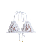 shop online white scalloped bikini top waverly lace halter bikini top pq swim sexy lace fanned teeny designer swimwear best quality cheeky bikini bottoms sun vixen swimwear USA Canada