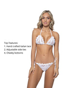 white scalloped bikini top waverly lace halter bikini top pq swim sexy lace fanned teeny tie side bikini bottoms designer swimwear best quality cheeky bikini bottoms sun vixen swimwear USA Canada
