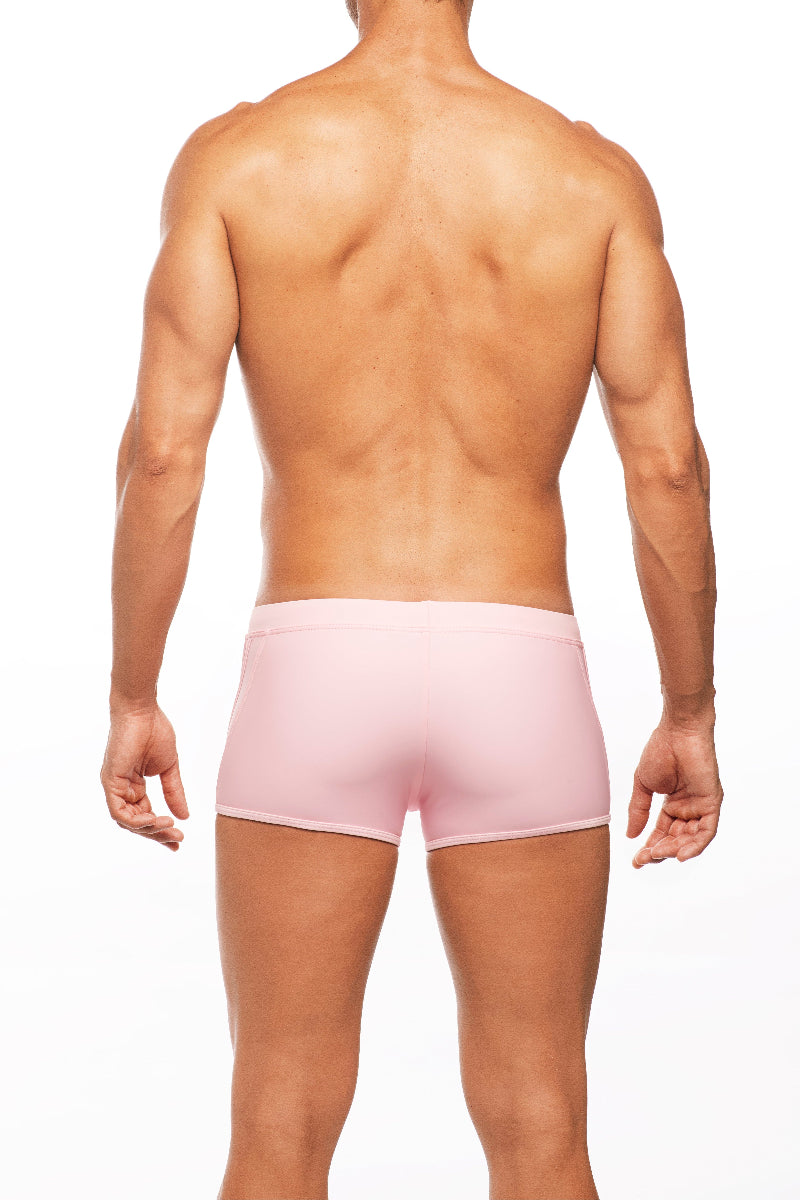 tribe santorini swim trunk mens pink mesh swim shorts mens sexy sporty see through panels skimpy square cut european stylish vacation hot gay glamorous shopping online enthusiast purchases frequently travels often beauty maven fashionista beach resort style bombshell hottest guys swim shorts website sexiest mens short tight 2 inch inseam rugged looking hot body gym goer classy swim trunks pale pink lined no see through mesh panelled see through sides drawstring front square cut pride skimpiest sporty wealth