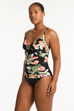 Tummy Control underwire tankini set Sea Level Australia best quality tankinis online shop high end tankinis sexy attractive single ladies vacation hawaiian print best quality tankinis online shop high end tankinis mid rise bottoms sundown dd cup e cup tank swim shirt best quality tankinis online shop high end swim tops mid rise bottoms high leg belly flattening sophisticated luxury designer made pretty good cleavage hides belly pooch tropical print long torso supportive best large bust ruching bold print 