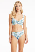 White Floral Bikini Bottoms sexy swim mid rise hide belly habitat cute Sustainable Sea Level Australia full coverage bottoms eco friendly fashionable pretty glamorous vacation savvy online shopper women over 40 best swimsuit mom gorgeous elegant buy best swimsuits on sale clearance high quality tummy control mid rise chic sophisticated high end luxury designer blue green good deals bathing suit covers belly pooch couples trip gorgeous unique high end beach trip sexy smart deal sale online attractive fancy 