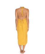 bikini cover ups Marigold Halter Yellow Beach Dress PQ Swim dress with pockets adjustable back roomy comfy fit loose simple S
